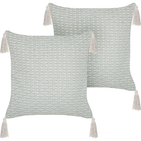 Dekokissen 2er Set HAKONE 42 x 42 cm Mintgrün Geometrisches Muster (1/5)
