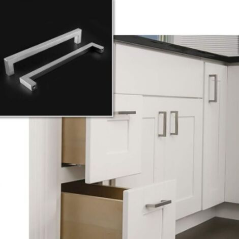 NALOOKAMIC  Lot de 10 Poignées Meuble Cuisine Inox Poignées Placard Cuisine - Poignées Cuisine Argenté en Acier Inoxydable Entraxe 128mm