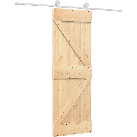 Schiebetür Natürlich und Weiß 70 x 210 cm Massivkiefer vidaXL