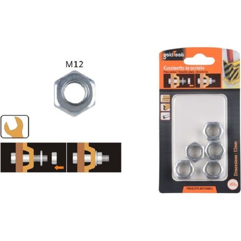 Trade Shop - Conjunto De Paquete De 60 Gr. Tuercas Hexagonales Tuercas Tamaño M12 Roscado 90855 - (1/2)