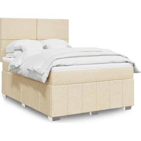 Boxspringbett mit Matratze Creme 140x200 cm Stoff