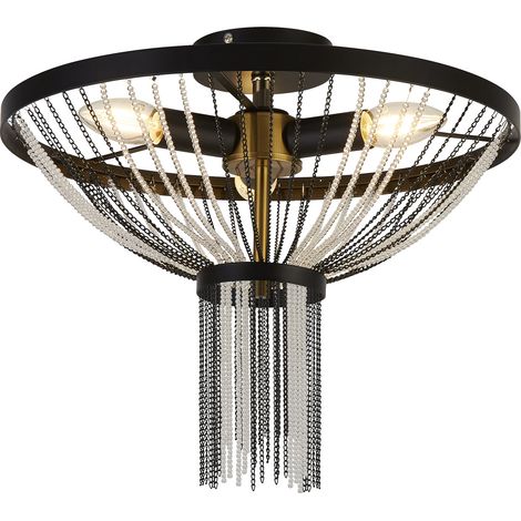 Lampadario Contemporaneo Baguette Acciaio Nero Policarbonato Ottone 3 Luci E14 (1/4)