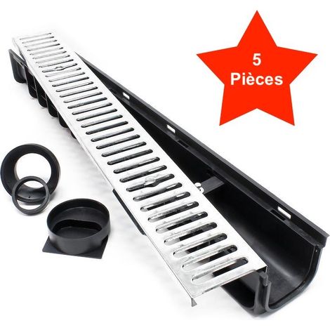 5 Caniveaux 1 mètre avec grille de protection galvanisée max. 1,5 tonne. (1/5)
