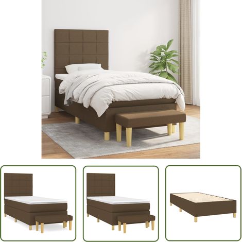 The Living Store Boxspringbett mit Matratze Dunkelbraun 90x190 cm Stoff - Boxspringbett - Doppelbett - Bettenrahmen - Bettmatratze - Matratzenauflage (1/5)