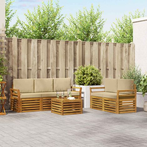 vidaXL Ensemble de canapés d'extérieur 6 pc Naturel et Beige (1/5)