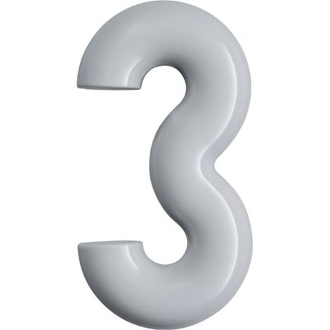 Numéro de maison chiffre 3 en polyamide spécial, 90 profond noir profond, 165 mm de haut, 33 mm de diamètre (1/3)