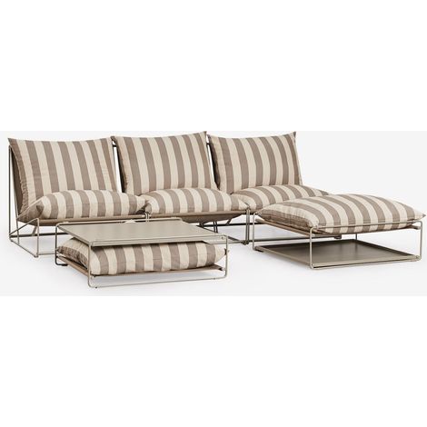 Set da giardino Amaro con divano modulare a 3 pezzi, tavolino laterale e pouf trasformabile SKLUM (1/5)