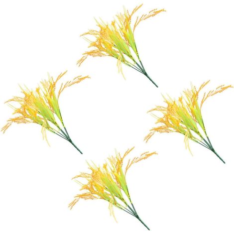 4pièces Épis de Blé Artificiels Simulés Jaunes Décoration Intérieure Champêtre pour Maison Mariage Table (1/5)
