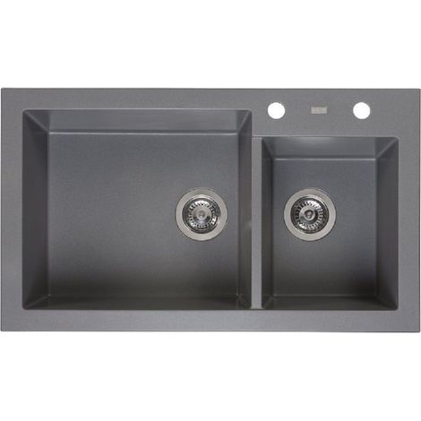 Reginox Amsterdam 25 Küchenspüle mit Restebecken grau metallic (1/3)