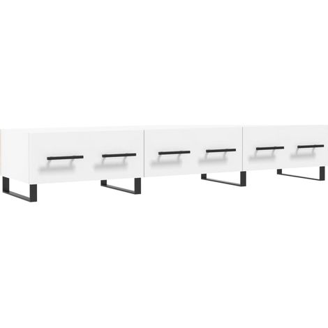 Meuble TV multimédia étagère télévision buffet téléviseur salle à manger salon chambre 150 x 36 x 30 cm bois d'ingénierie blanc