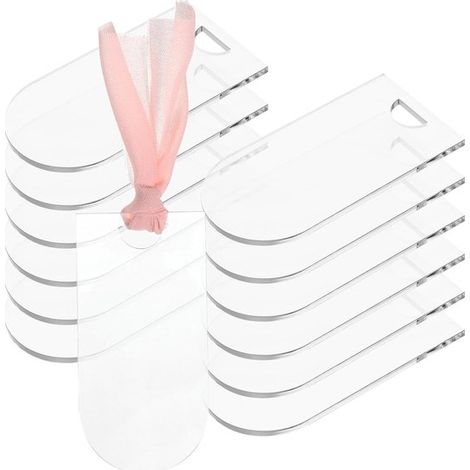 24 segnaposto trasparenti in acrilico, 9 x 4,5 cm, adatti per la tavola, come etichette regalo natalizie e con cordino, ideali per decorazioni di tavoli da matrimonio, compleanni e vari eventi. (1/2)