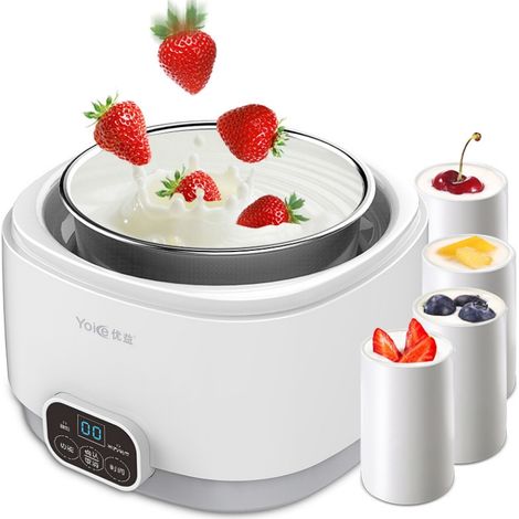 1 yaourtière, écran tactile, capacité 1 L, revêtement céramique, acier inoxydable 304, pour fermentation domestique (1/5)