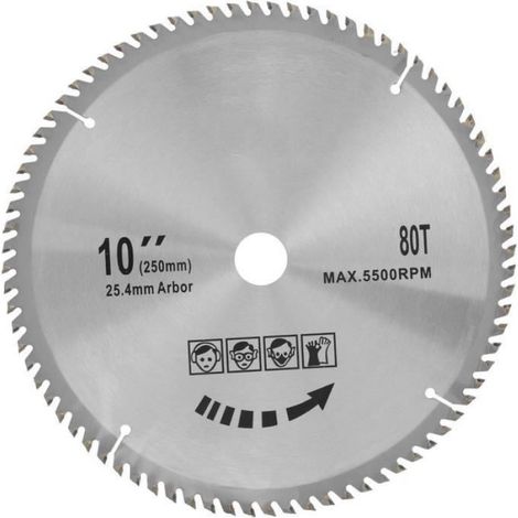 Lame de scie à bois 10 x 80T 254mm lame de scie circulaire disque de coupe bois lame de scie en carbure cémenté (1/4)