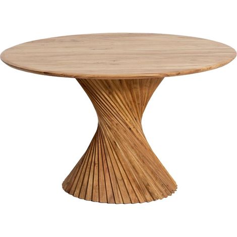 Made In Meubles – Table à manger ronde en acacia 130 cm – Piètement torsadé sculptural – Capacité 4 à 6 personnes – Entretien facile chiffon doux (1/5)