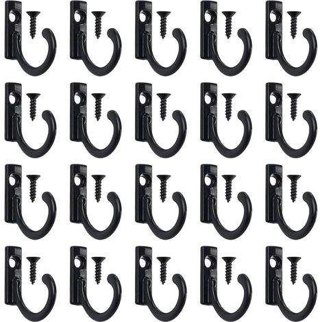 Set of 20 single-prong wall hooks for keys, hats, bags – Rustproof zinc alloy door hook for bathroom, kitchen, bedroom, office – 27 mm (1/5)