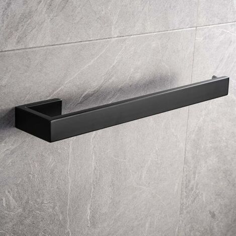 Porte-serviettes mural GROOFOO, anneau en inox mat, support serviette pour salle de bain, WC accessoire, barre accroche serviette 31 cm, noir (1/5)