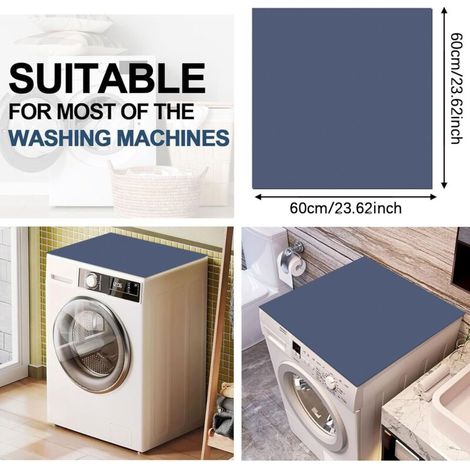 Housse de Protection pour Machine à Laver Top 60 x 60 cm Gris Tapis de Dessus de Machine Laver Antidérapant Couverture Universelle pour Machine Laveuse ou Sécheuse,Bleu (1/4)