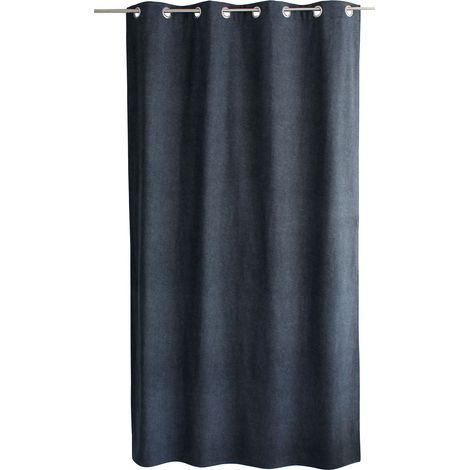 Rideau thermique NUUK 140 x 240 cm – Doublure polaire – Velours marbré - 140x240cm - Bleu marine (1/4)