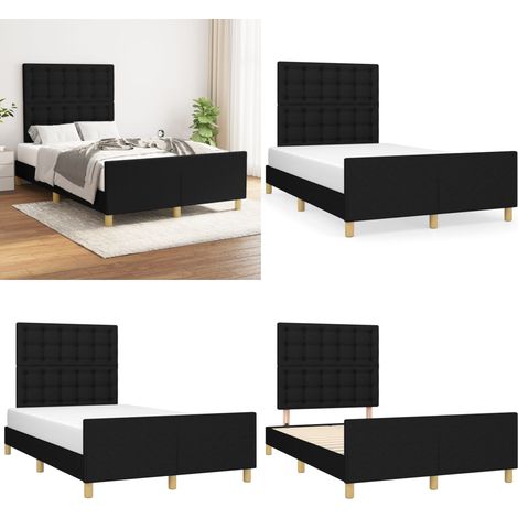 Bettgestell ohne Matratze Schwarz 120x200 cm Stoff - Bettsofa - Boxspringbetten - Doppelbett - Lattenrost - Schlafzimmermöbel - Home & Living (1/5)