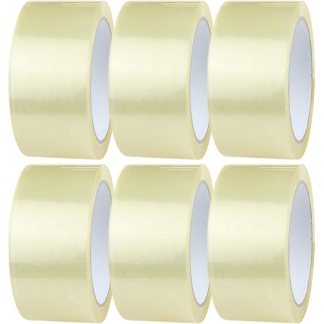 Ruban adhésif transparent, 6 rouleaux, 48 mm x 50 m, ruban d'emballage transparent  Convient pour les cartons, les boîtes et les emballages de déménagement. (1/3)
