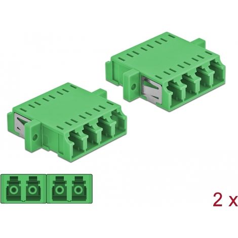 Delock Acoplador de Fibra Ãptica LC Quad hembra a LC Quad hembra Monomodo 2 piezas verde