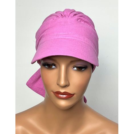 Turban Tess avec visière, foulard en mousseline uni, même après chimiothérapie (1/5)