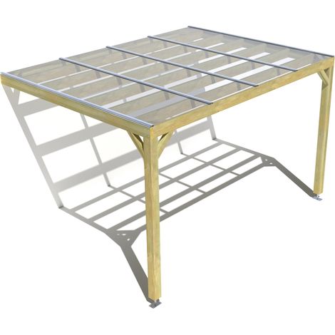 Pergola bois • 4m x 3m • adossée • sens largeur • couverture étanche transparente incluse • livraison comprise