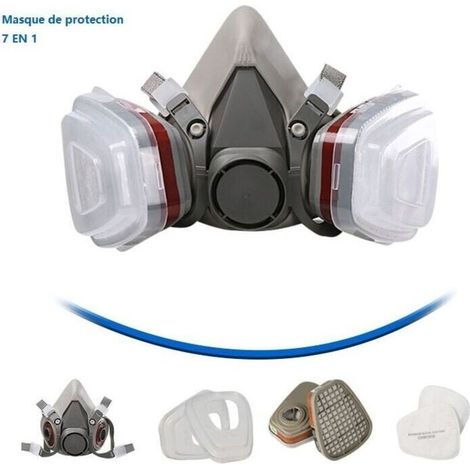 7-in-1-Schutzmaske, Malermaske, wiederverwendbar mit Staubfilter, Atemschutzmaske mit Filter für Sprüh-, Maler-, Bau-, Chemikalien- und Heimwerkerarbeiten (1/4)