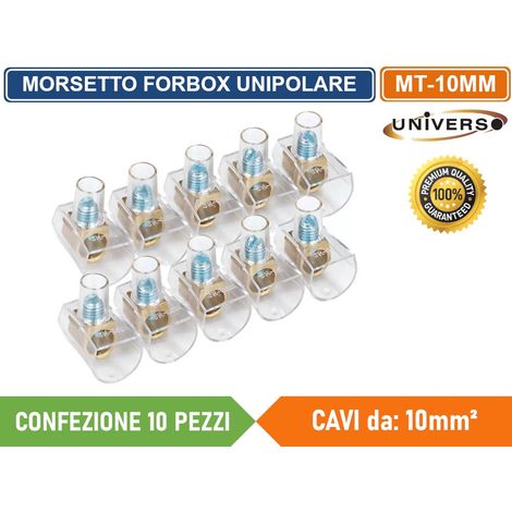 CONFEZIONE 10 PEZZI MORSETTO FORBOX A CAPPUCCIO UNIPOLARE TRASPERENTE PER CAVI CON SEZIONE 10MM² (1/2)