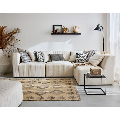 Nova - 4-sitzer modulares ecksofa rechts - aus samt - beige