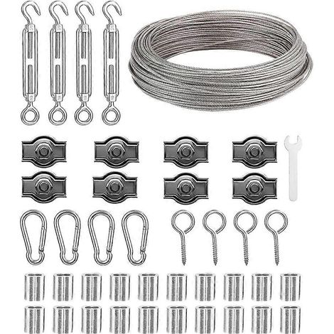 Câble de jardinage en acier inoxydable de 30 m et de 2 mm de diamètre avec tendeur, compatible avec les plantes grimpantes (1/5)