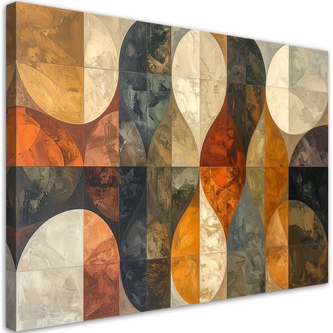 Stampe su Tela, Astrazione geometrica nei colori beige e marrone, 100x70 (1/5)