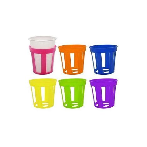 PORTA BICCHIERI IN PLASTICA IN CONFEZIONE DA 6 PEZZI CON COLORI ASSORTITI