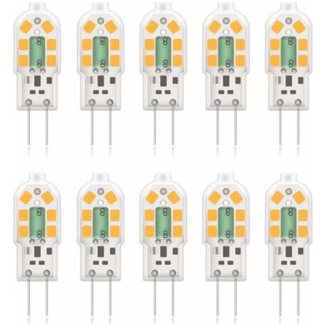 G4 2W LED Ampoule, 20W Ampoules Halogènes équivalentes, Blanc Chaud 3000K,200Lm,12x SMD,12V AC/DC - Pack de 10 [Classe énergétique (1/4)