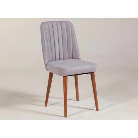 Chaise de salle à manger tissu gris et bois Noyer Mareva (1/3)