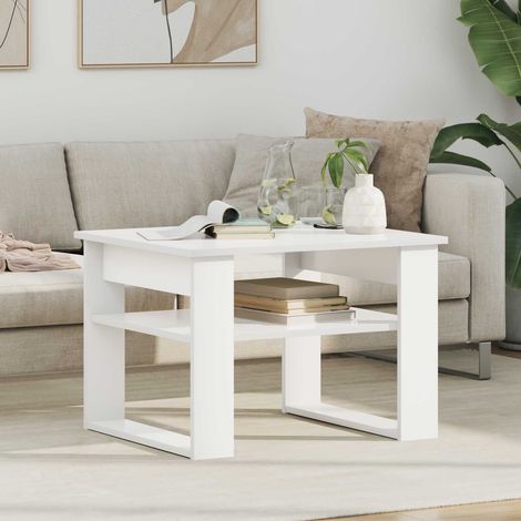Couchtisch mit Speicher Weiß 64 x 54 x 44 cm Holzwerkstoff