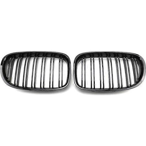 Frontstoßstangengrill „Nierengrill“ für BMW 7er F01 F02 F03 F04 (2009–2015), Doppellamellen-Ersatzgrill – Schwarz