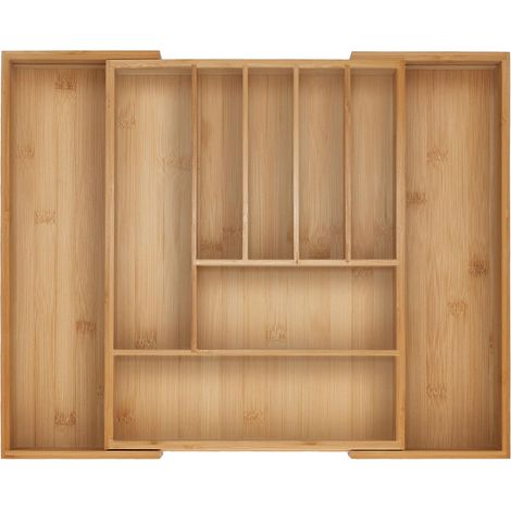 Boîtes à couverts, Range-couverts extensible en bambou, 7-9 compartiments, HxLxP: 5x29,5-47,5x38 cm, naturel (1/5)