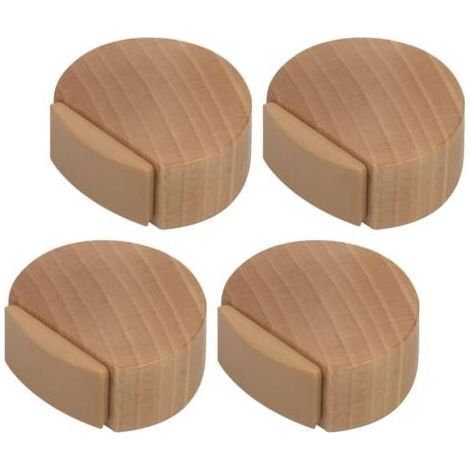 Butée de Porte Adhesive - Arrêt de Porte en Bois pour Sol et Parquet - Stop Porte Adhésif - Butoir de Porte Discret et élégant - Lot de 4 (Hêtre) (1/5)