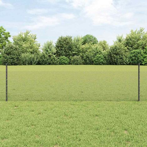 Zaun mit Pfosten Grau 0,5 x 10 m Stahl