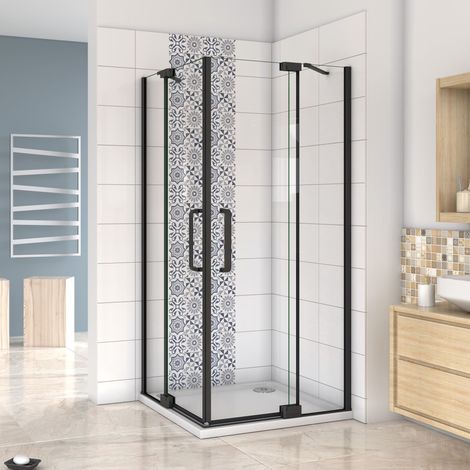 80x80x195cm 90°Falttür+Drehtür NANO Glas Eckeinstieg Duschabtrennung Duschtür Duschkabine Mit Duschtasse (1/5)