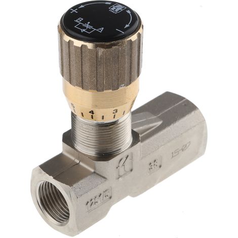 Vanne de régulation du débit hydraulique RS PRO, G 3/8, 210 bar Bars ( Prix pour 1 ) (1/2)