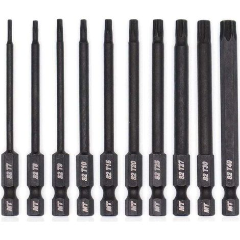 Jeux de douilles Torx pour tournevis, perceuses et clés à chocs – 10 pièces, résistantes à la chaleur, traitement thermique amélioré + revêtement phosphaté, longueur 8 cm
