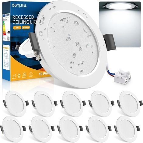 Lot de 20 Spots LED Encastrables, 5W Spots de Plafond Blanc Froid 6000K 450LM, IP44 Spot Salle de Bain Ultramince 25 mm, Spots Encastrés Trou Ø68-80mm, 220V-240V, pour Cuisine, Salon, Chambre