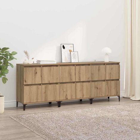 Buffets 3 pcs-Lot de 3 Meuble de rangement Chêne artisanal 60 x 35 x 70 cm Bois d'ingénierie 169551 (1/5)