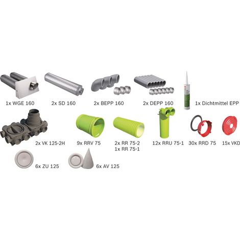 BOSCH Wohnungslüftungspaket BOPA VE103 Luftverteilpaket Rundrohr, bis 160 m2 - 7739624335