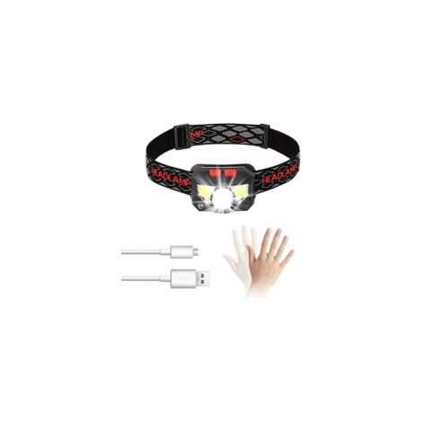 Linterna frontal LED recargable por USB con sensor de movimiento, 300 lm, 8 modos de iluminación, resistente al agua IPX4, 30 horas de uso continuo, ideal para pesca, camping, lectura, senderismo y ci