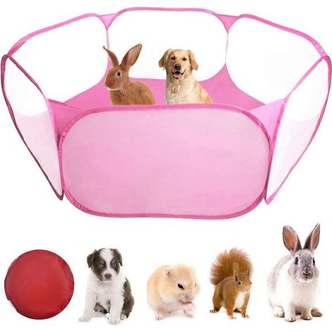 Cage pour petits animaux, enclos portable pour lapins, tente transparente pliable pour animaux de compagnie, enclos d'exercice extérieur/intérieur pour cochons d'Inde, hamsters, chinchillas et hérisso (1/5)