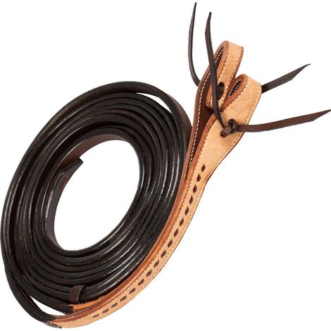 taglia unica, Chestnut /naturale: Redini western in cuoio bicolore con impunture a contrasto (1/4)