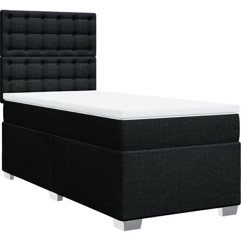 Maison Exclusive - Sommier à lattes de lit avec matelas Noir 90x190 cm Tissu (1/5)